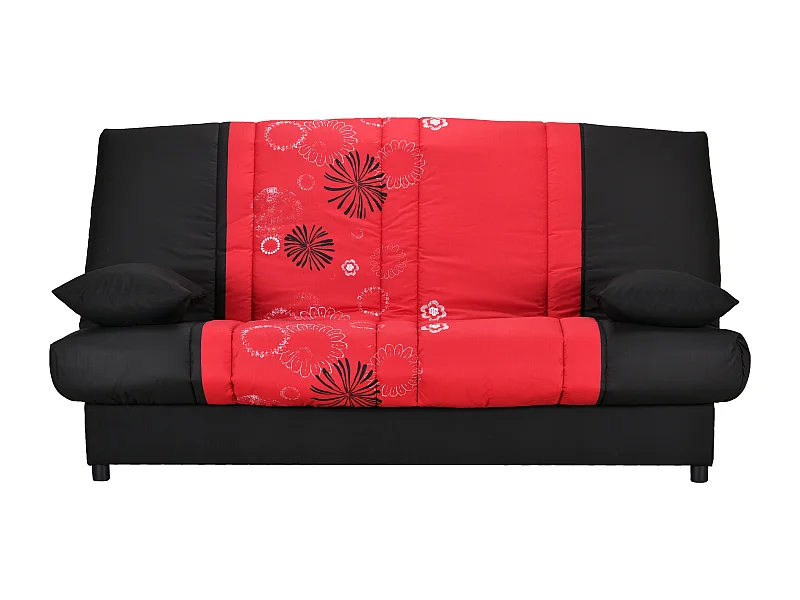 Clic Clac noir et rouge imprimé 130x190 matelas 11cm