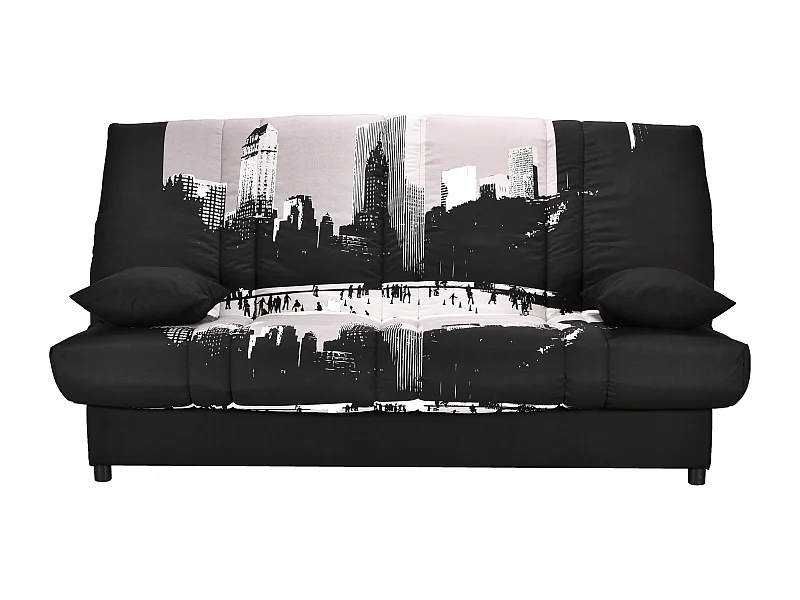 Clic Clac noir imprimé New York 130x190 matelas 11cm