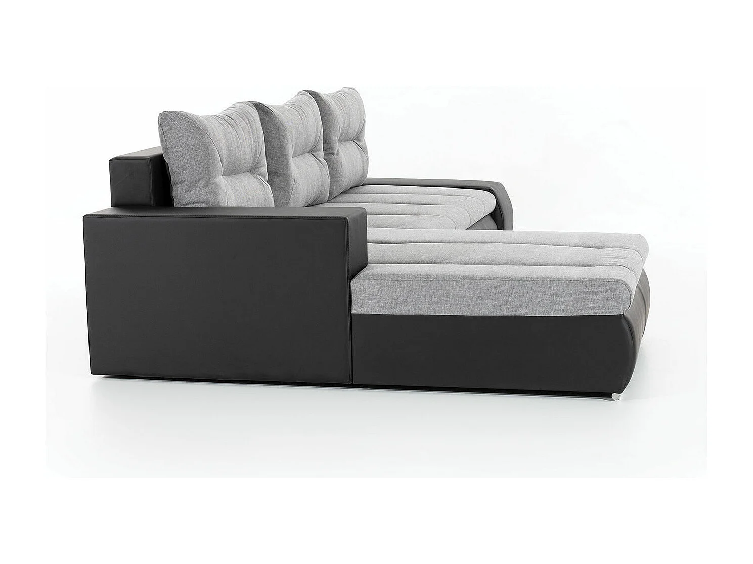 Canapé convertible angle gauche tissu gris foncé et simili blanc Waker 275cm