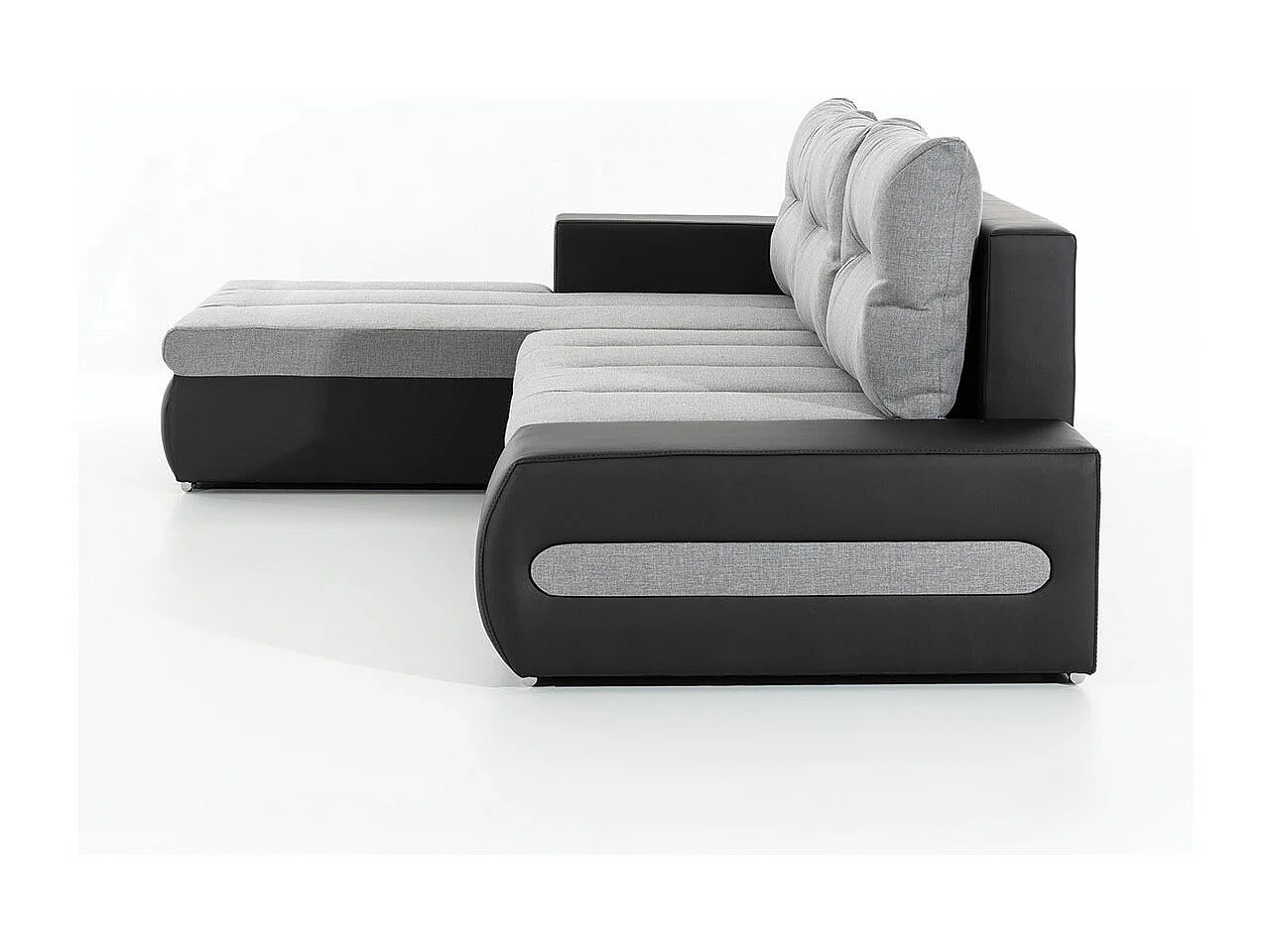 Canapé convertible angle gauche tissu gris foncé et simili blanc Waker 275cm