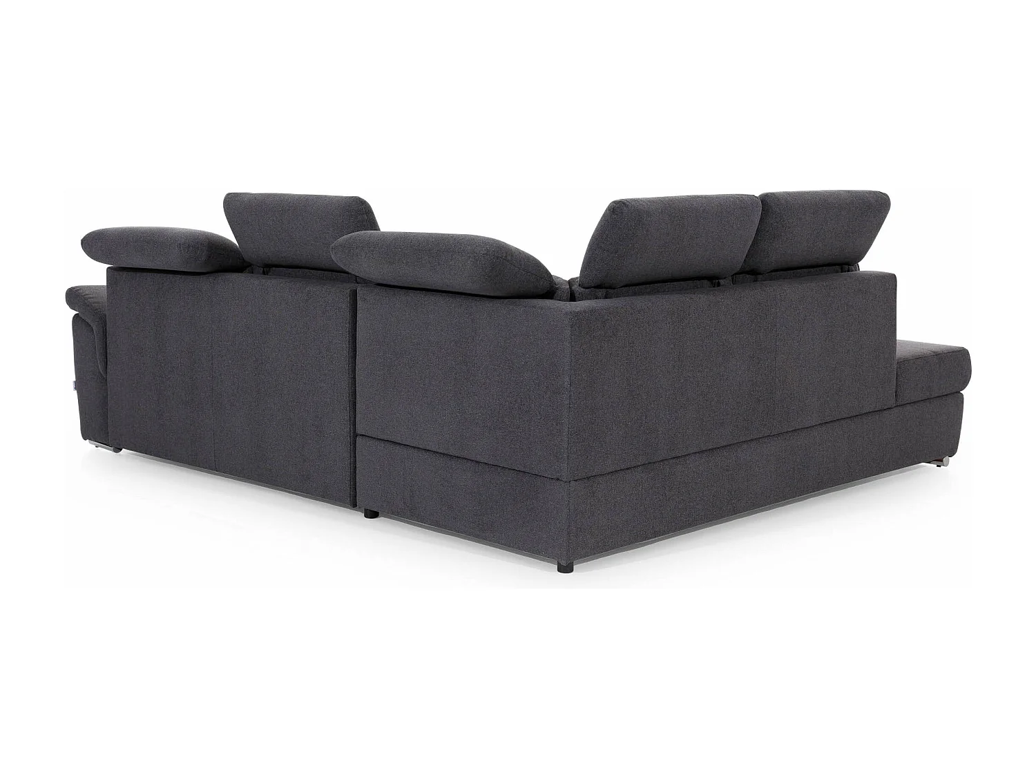 Canapé angle gauche convertible tissu gris foncé et simili blanc avec appuis-tête réglables Kepita 260cm