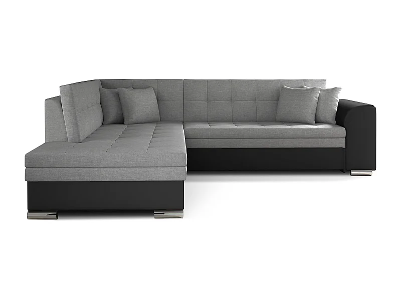 Canapé convertible gauche droit tissu gris clair et simili noir Pika 260cm