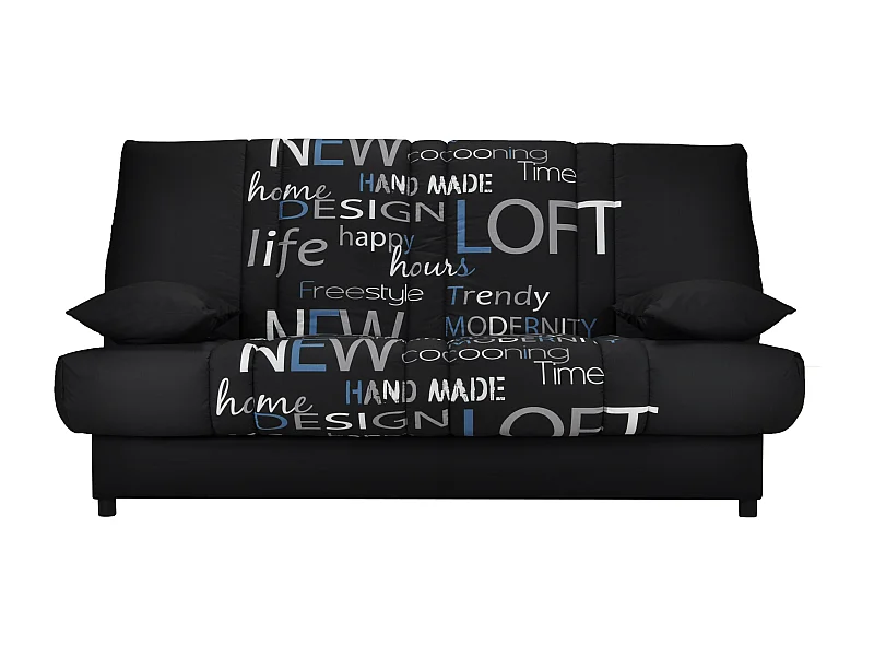 Clic Clac noir imprimé Urban 130x190 matelas 11cm