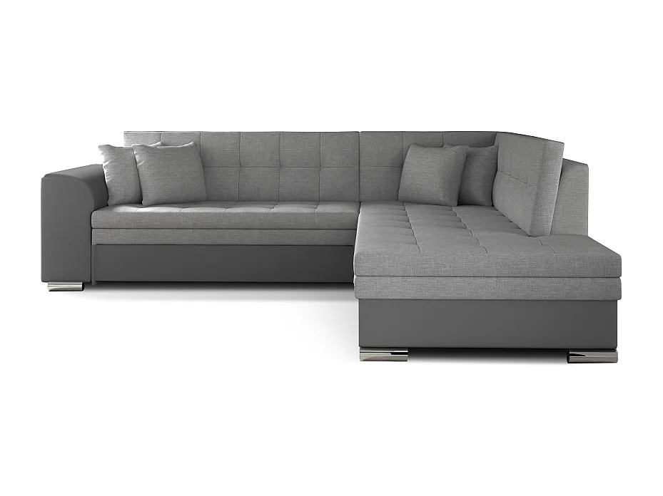 Canapé convertible angle droit tissu gris clair et simili gris Pika 260cm