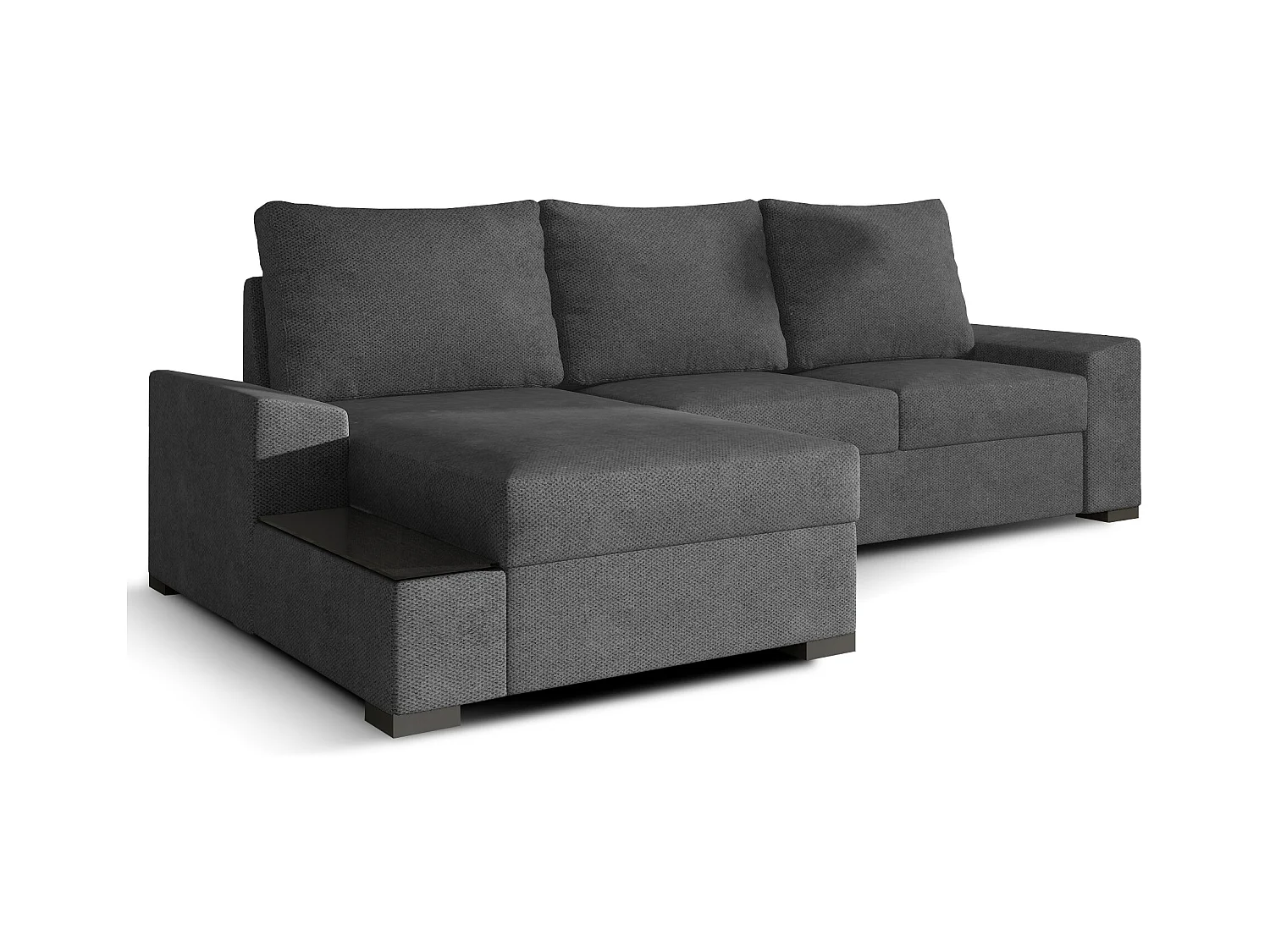 Canapé angle gauche convertible tissu doux gris James 245cm