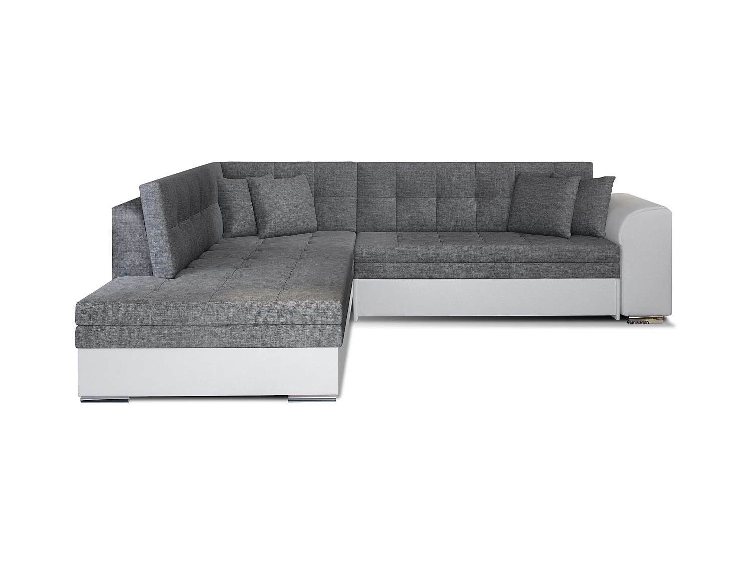 Canapé convertible gauche droit tissu gris et simili blanc Pika 260cm