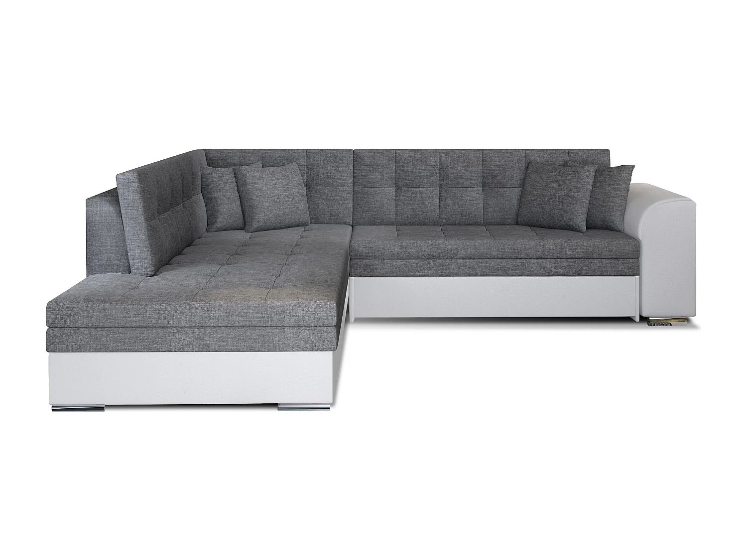 Canapé convertible gauche droit tissu gris et simili blanc Pika 260cm