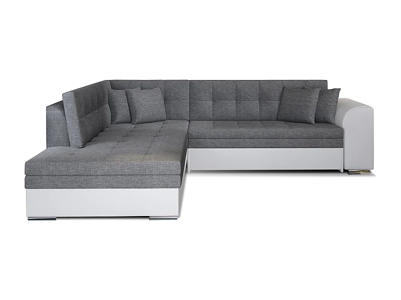 Canapé convertible gauche droit tissu gris et simili blanc Pika 260cm