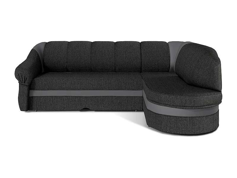 Canapé d'angle droit convertible tissu gris foncé chiné et simili gris clair Sundy 250cm