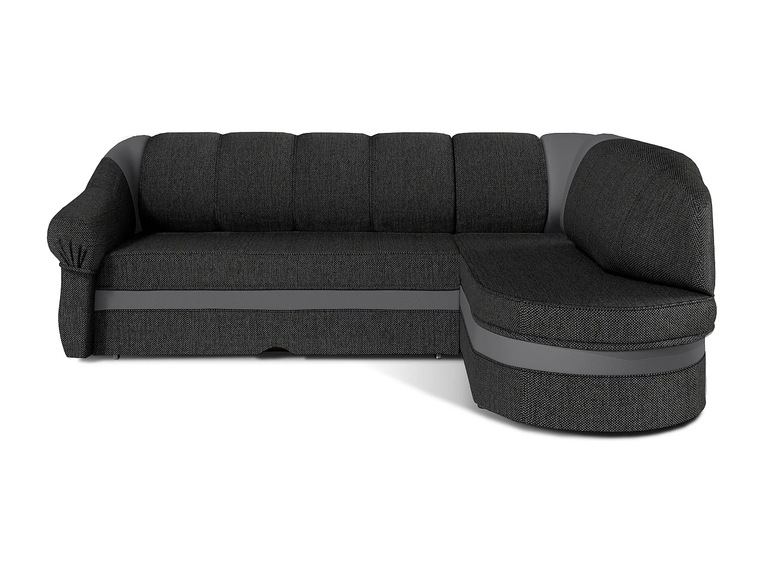 Converteerbare hoekbank rechts in gemêleerde donkergrijze stof en lichtgrijze imitatie Sundy 250 cm