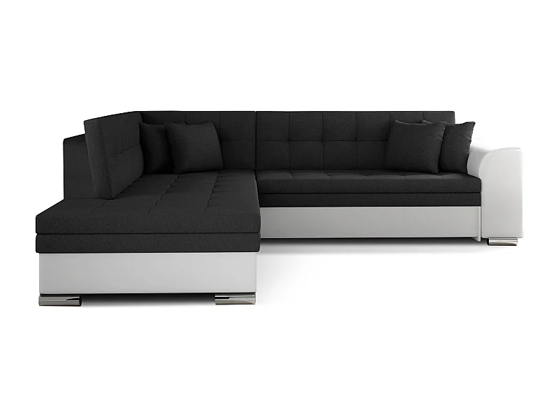 Canapé convertible gauche droit tissu noir et simili blanc Pika 260cm