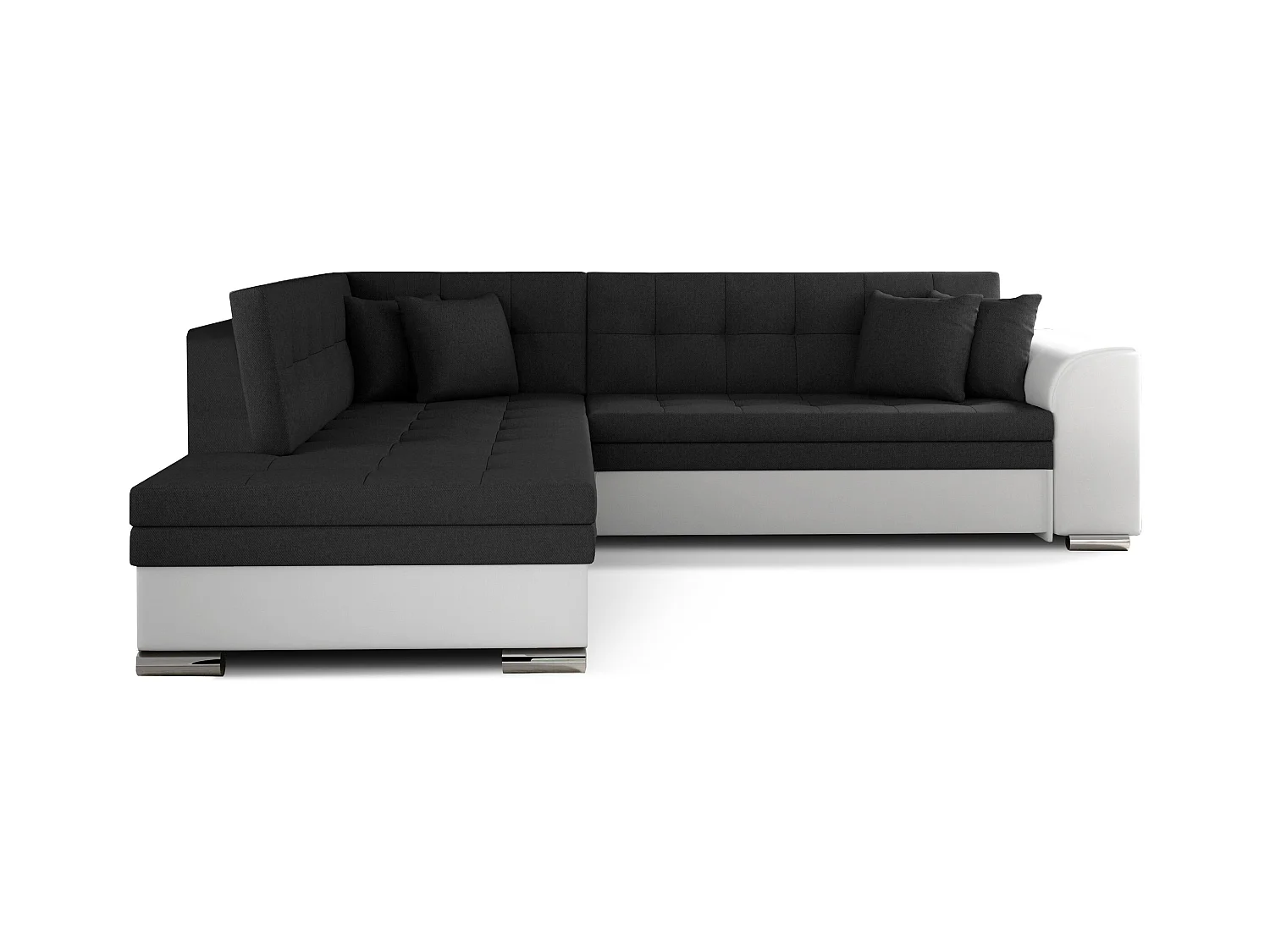 Canapé convertible gauche droit tissu noir et simili blanc Pika 260cm