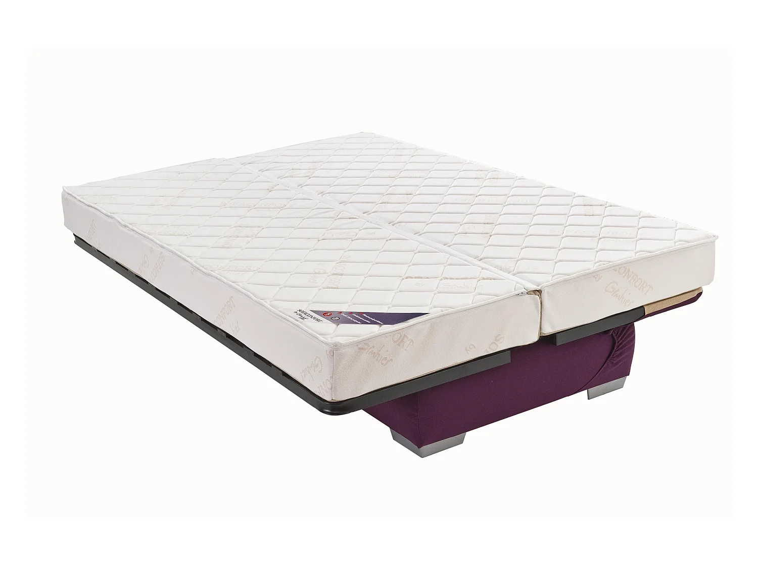 Clic-Clac impression grise 130x190 avec rangement matelas 13cm Star essentiel