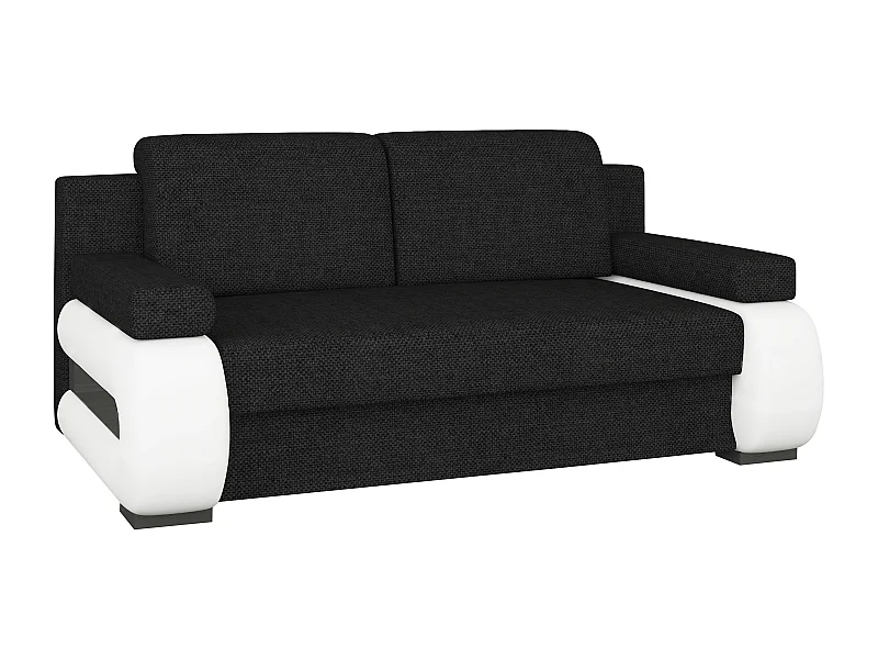 Canapé convertible 2 places tissu noir et simili cuir blanc Korina 202cm