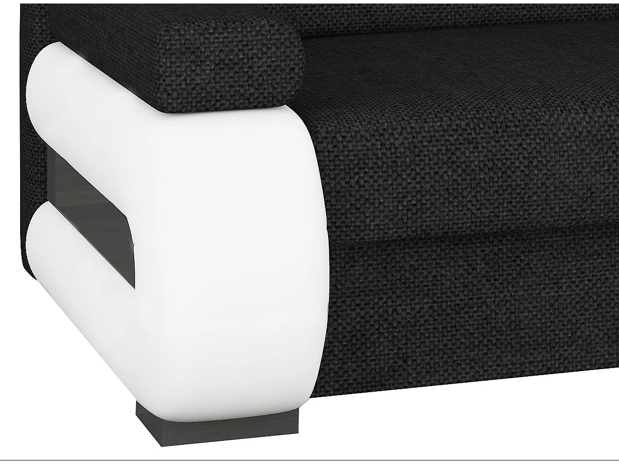 2-zits slaapbank in zwarte stof en wit kunstleer Korina 202 cm