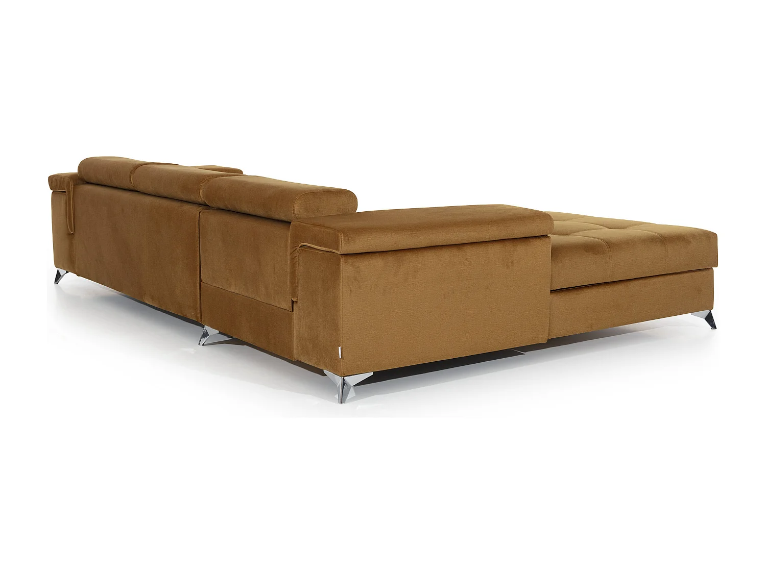 Canapé angle gauche convertible tissu gris foncé et simili blanc avec appuis-tête réglables Rikaro 280cm