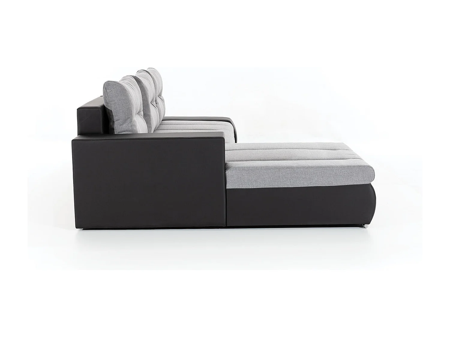 Canapé convertible angle gauche tissu gris foncé chiné et simili gris Waker 275cm