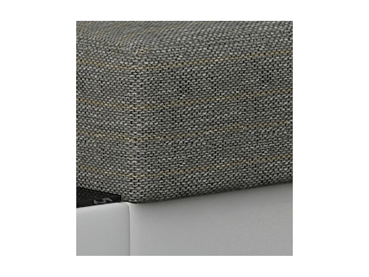 Canapé angle gauche convertible tissu gris chiné et simili blanc James 245cm