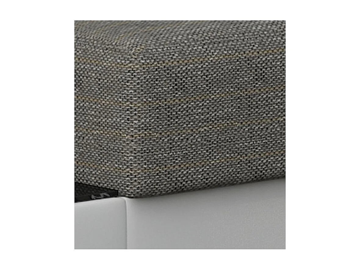 Canapé angle droit convertible tissu gris chiné et simili blanc James 245cm