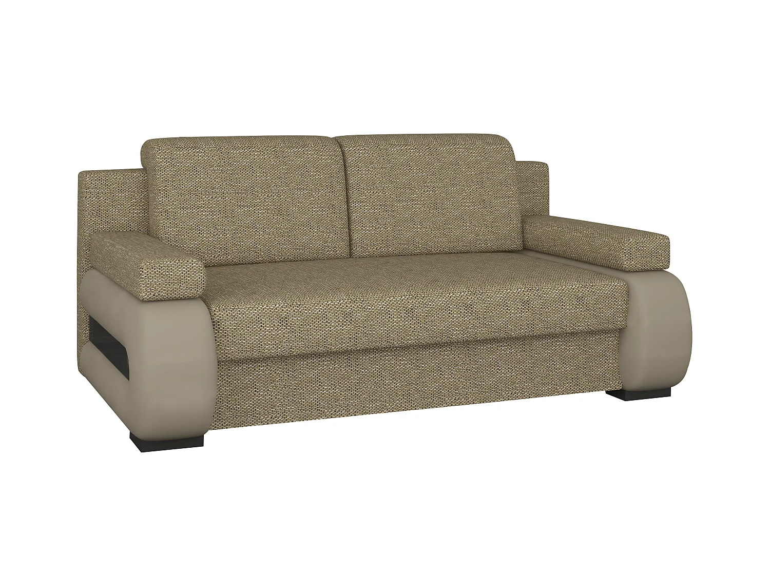 Canapé convertible 2 places tissu beige chiné et simili cuir beige clair Korina 202cm