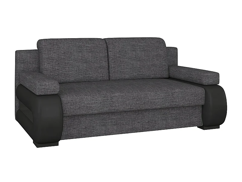 Canapé convertible 2 places tissu anthracite et simili cuir noir Korina 202cm