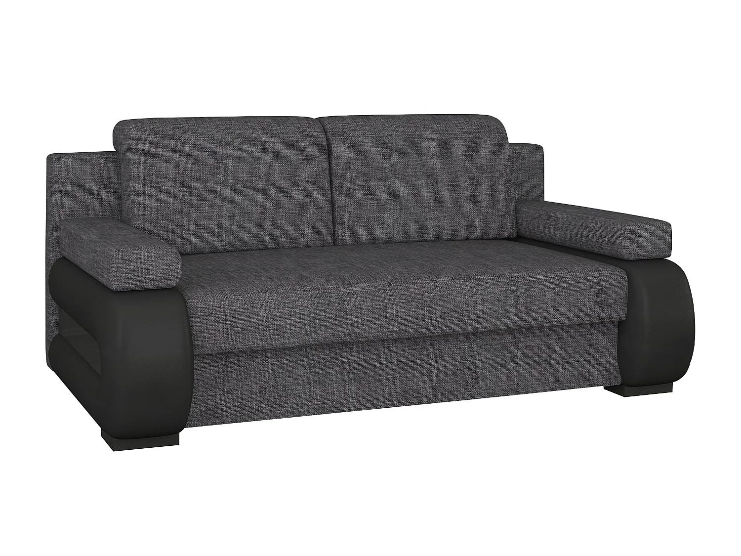 Canapé convertible 2 places tissu anthracite et simili cuir noir Korina 202cm