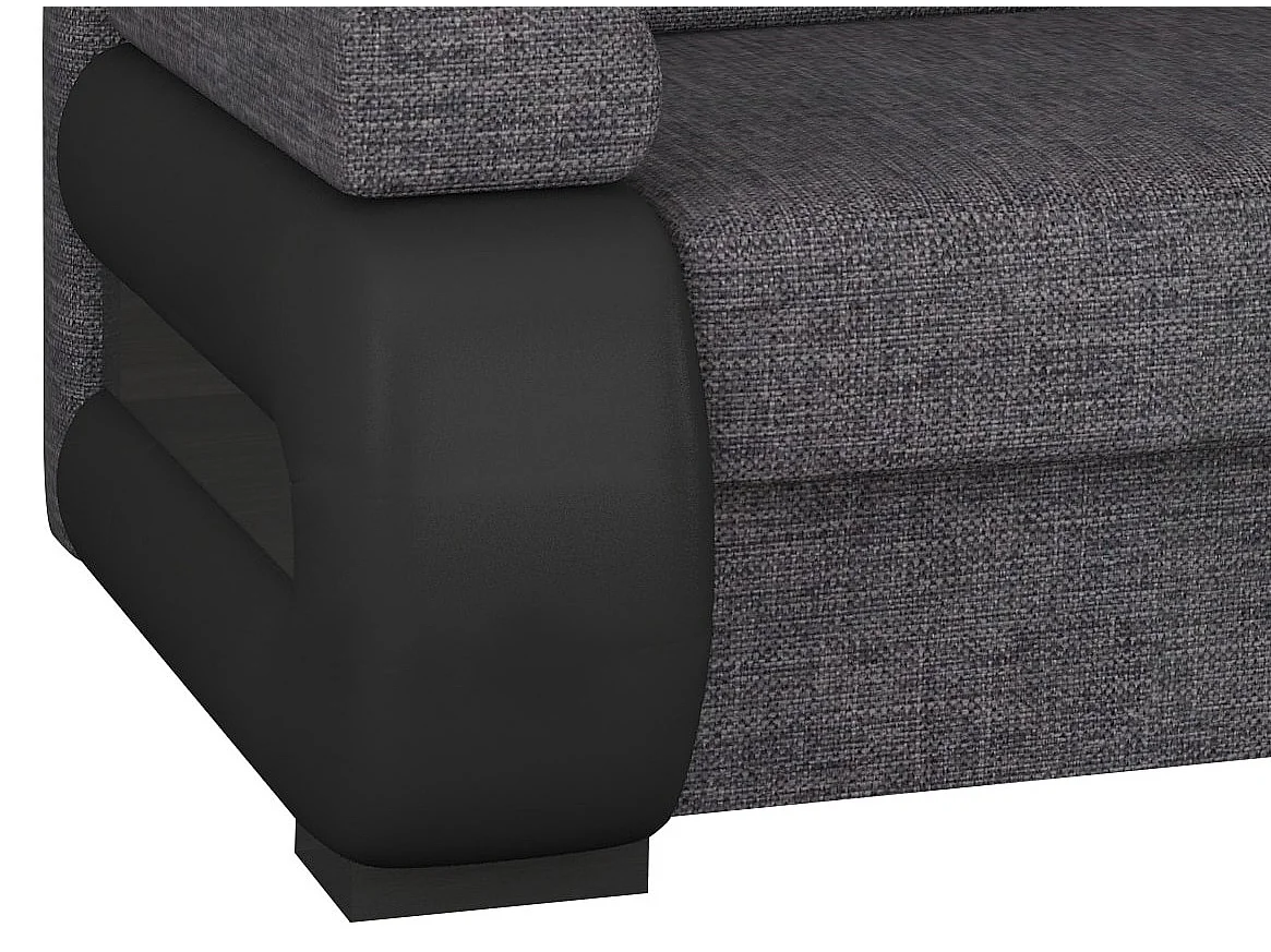 Canapé convertible 2 places tissu anthracite et simili cuir noir Korina 202cm