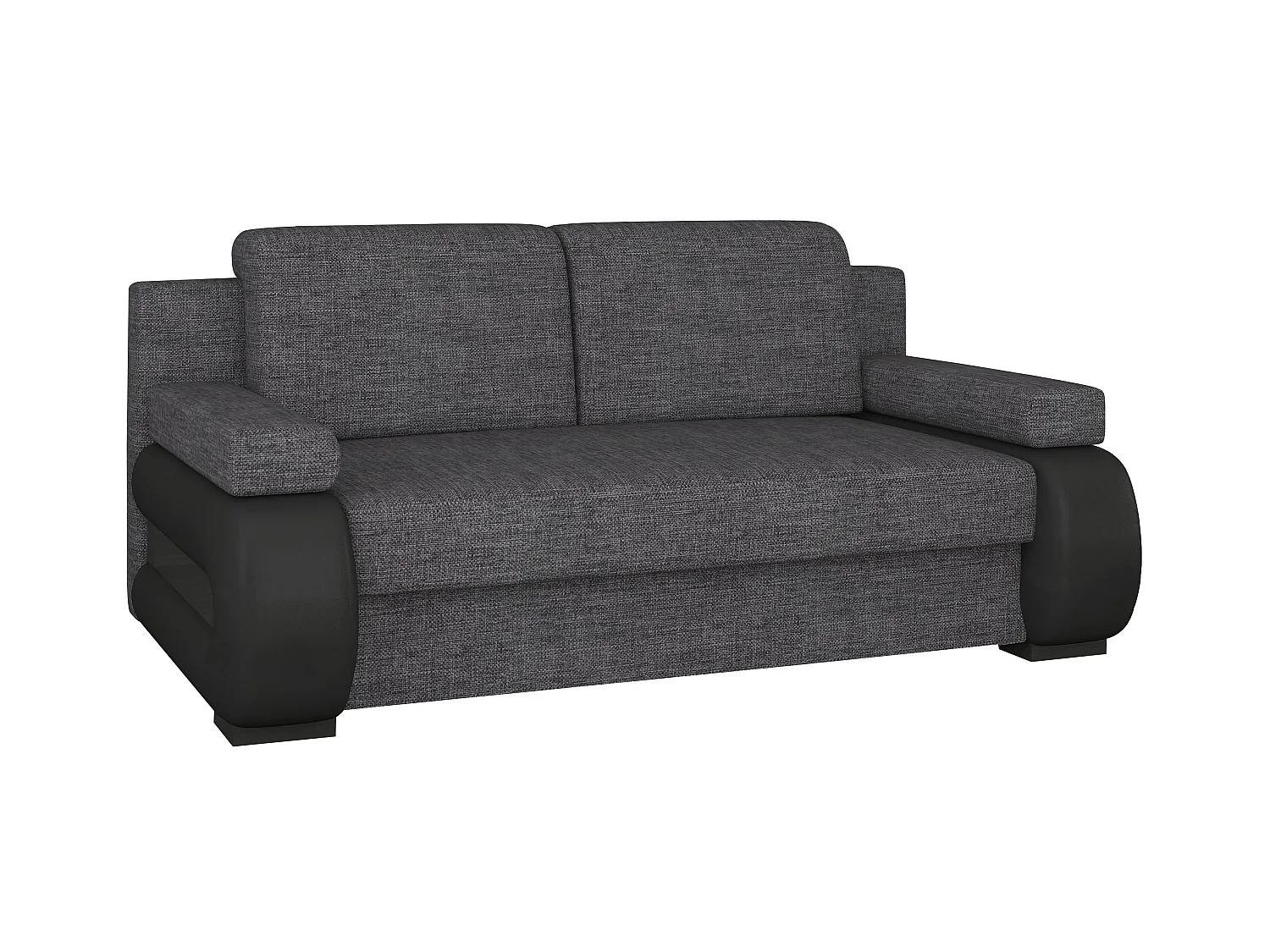 Canapé convertible 2 places tissu anthracite et simili cuir noir Korina 202cm