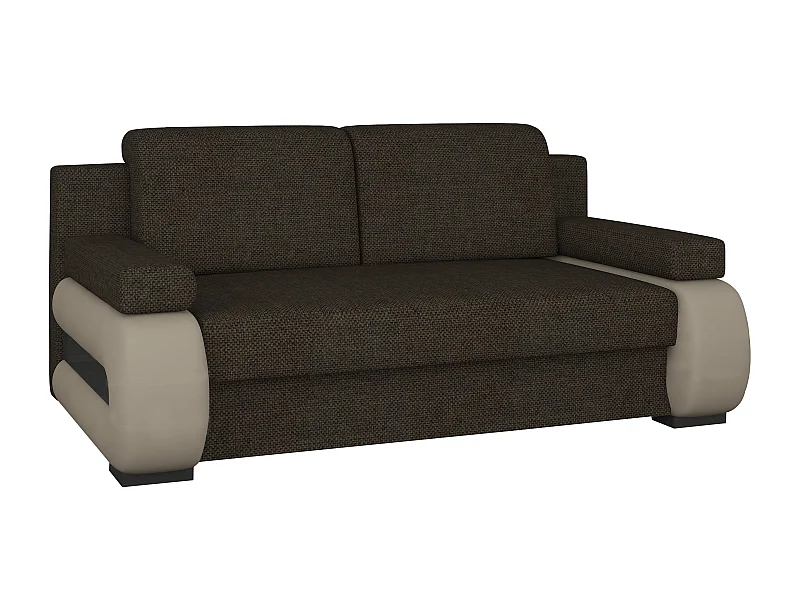 Canapé convertible 2 places tissu marron et simili cuir beige Korina 202cm