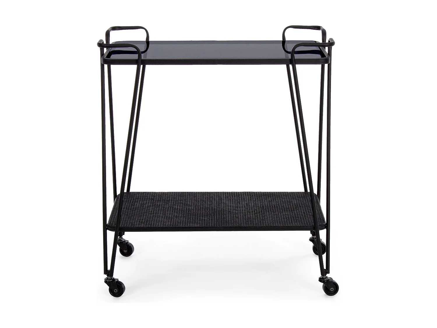 Desserte sur roulettes verre trempé et acier noir Zira L 60cm