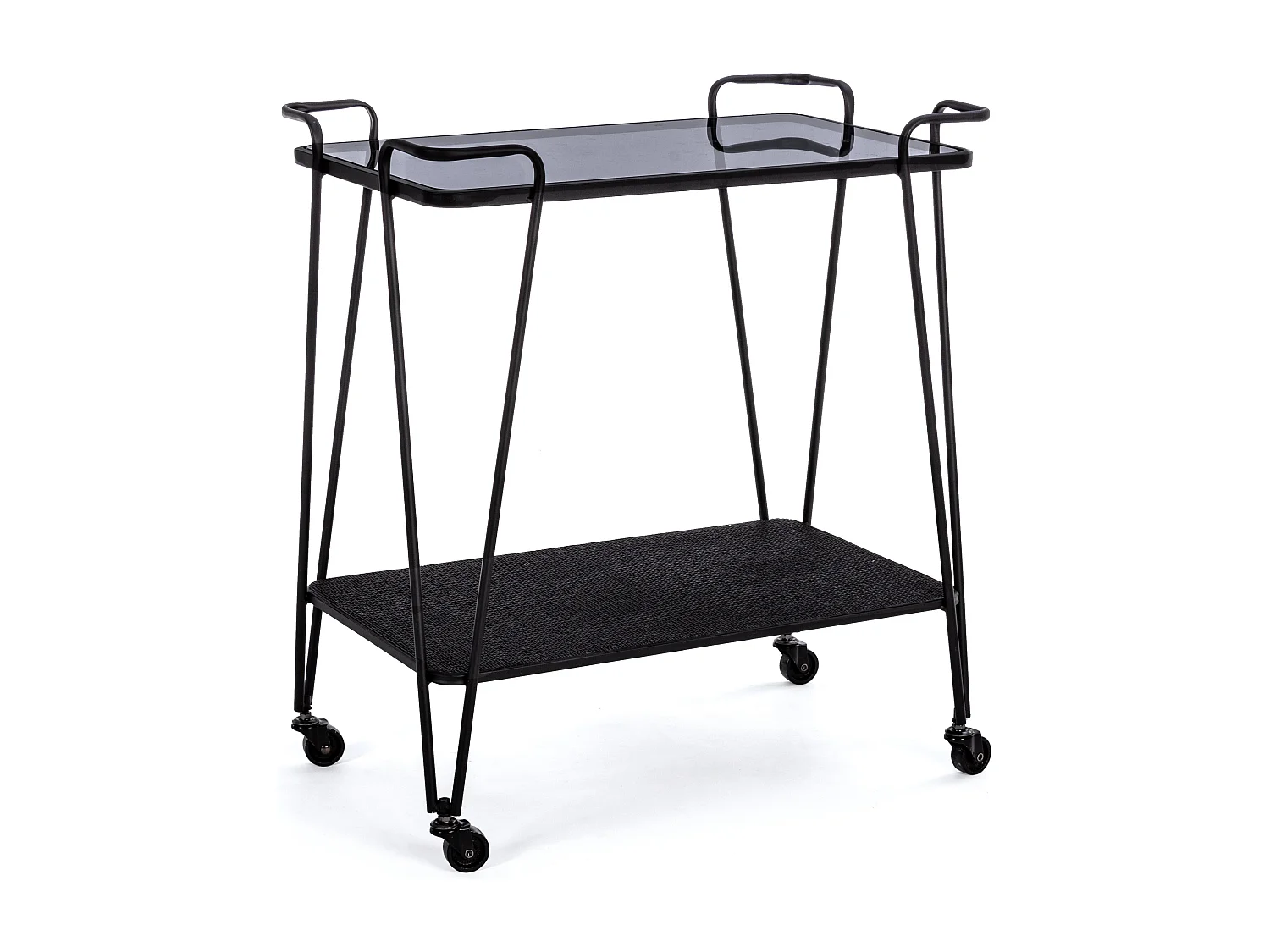 Desserte sur roulettes verre trempé et acier noir Zira L 60cm