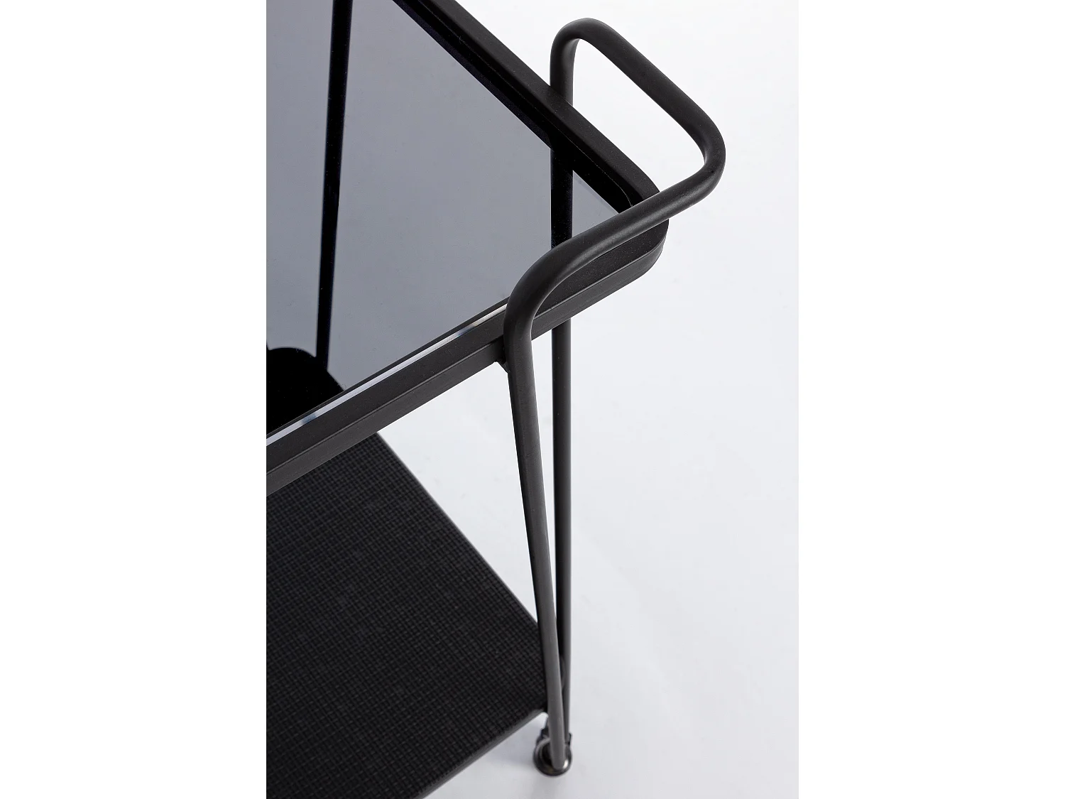 Desserte sur roulettes verre trempé et acier noir Zira L 60cm