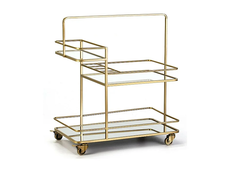 Desserte sur roulettes 3 plateaux miroir L 70cm