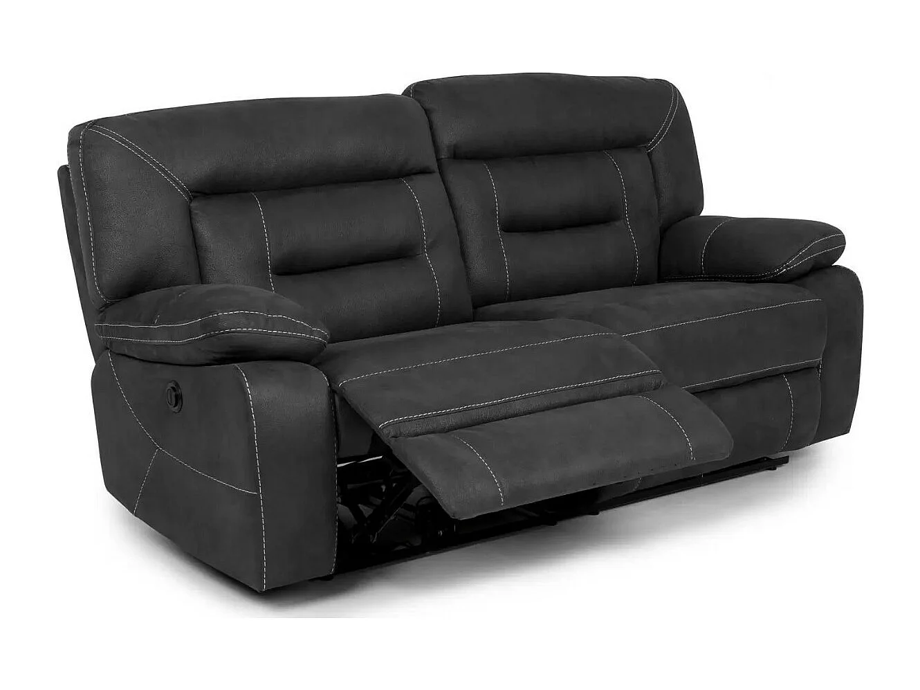 Canapé de relaxation en nubuck gris foncé Korsa-2 places relax électrique