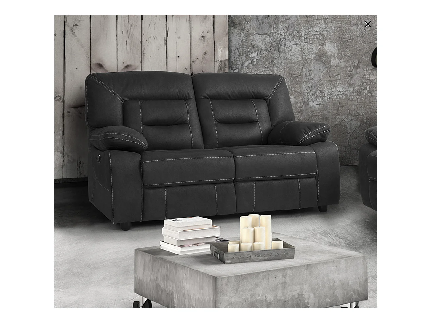 Korsa donkergrijze nubuck relaxbank-Aantal plaatsen) 2 elektrische relaxstoelen