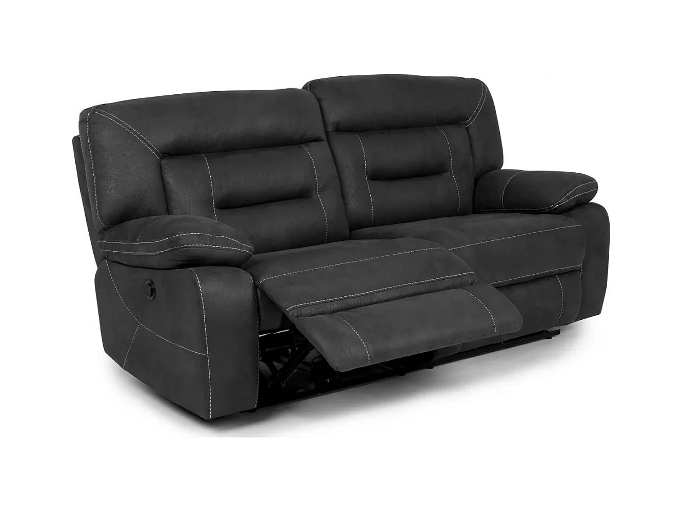 Korsa donkergrijze nubuck relaxbank-Aantal plaatsen) 2 elektrische relaxstoelen