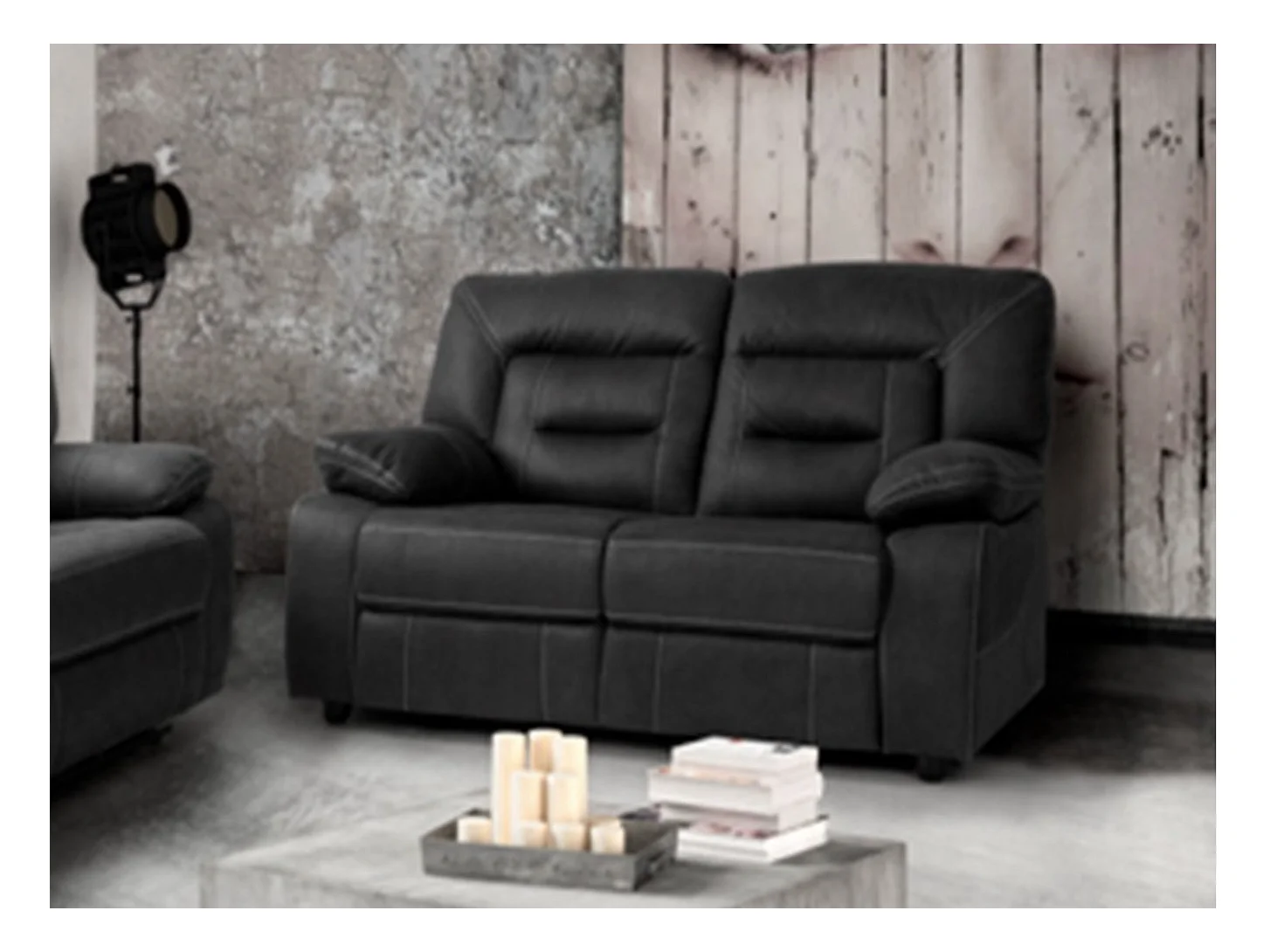 Korsa donkergrijze nubuck relaxbank-Aantal plaatsen) 2 elektrische relaxstoelen