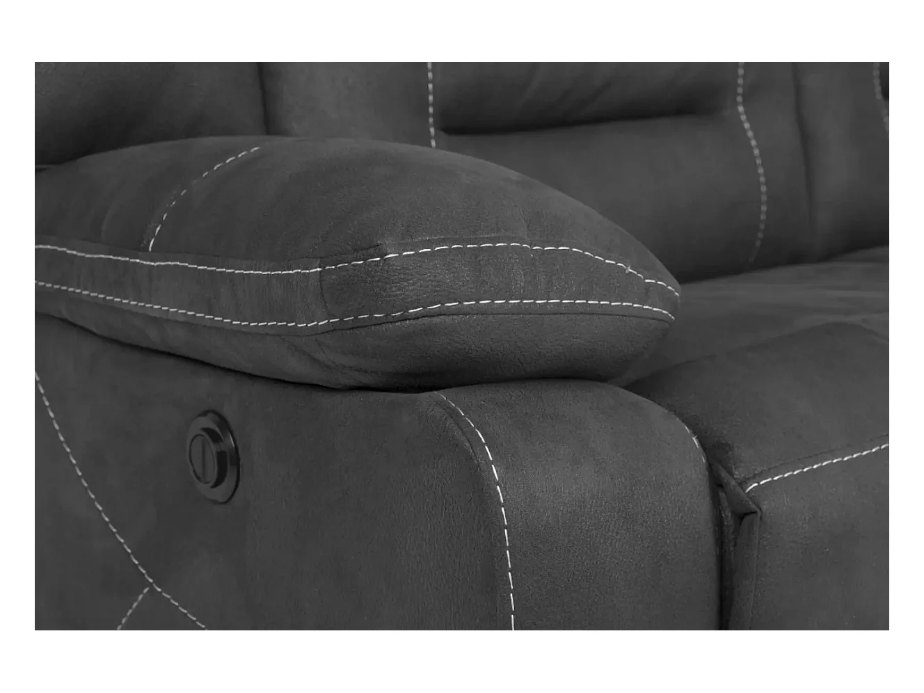 Korsa donkergrijze nubuck relaxbank-Aantal plaatsen) 2 elektrische relaxstoelen