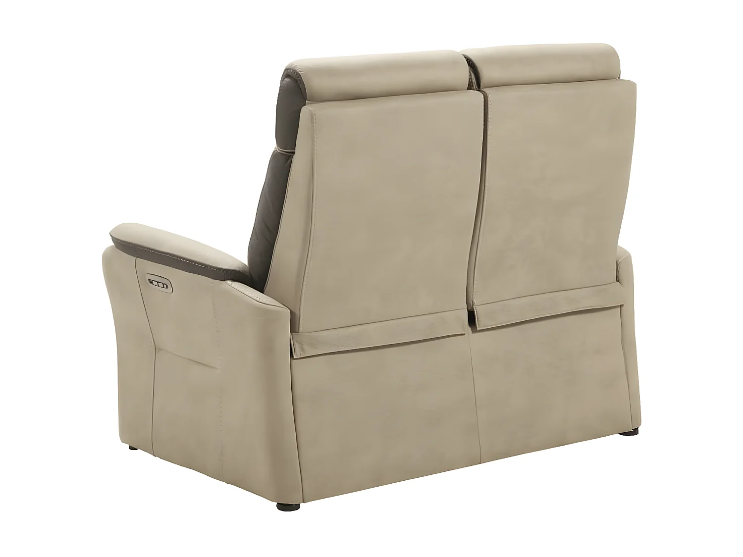 Kondort Nubuck elektrische relaxbank-Kleur Beige-Aantal plaatsen) 2 elektrische relaxstoelen