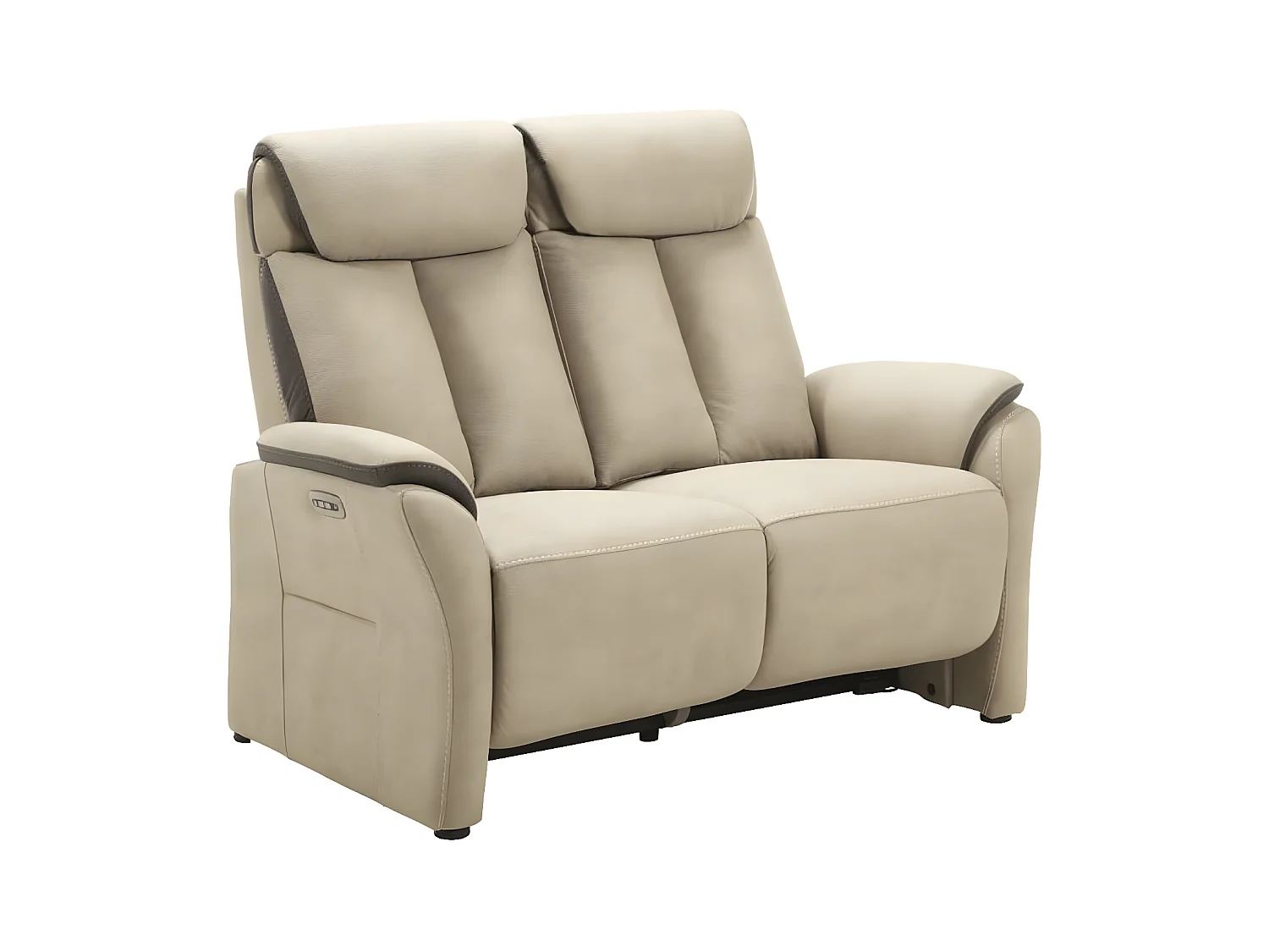 Canapé de relaxation électrique en nubuck Kondort-Couleur Beige-2 places relax électrique