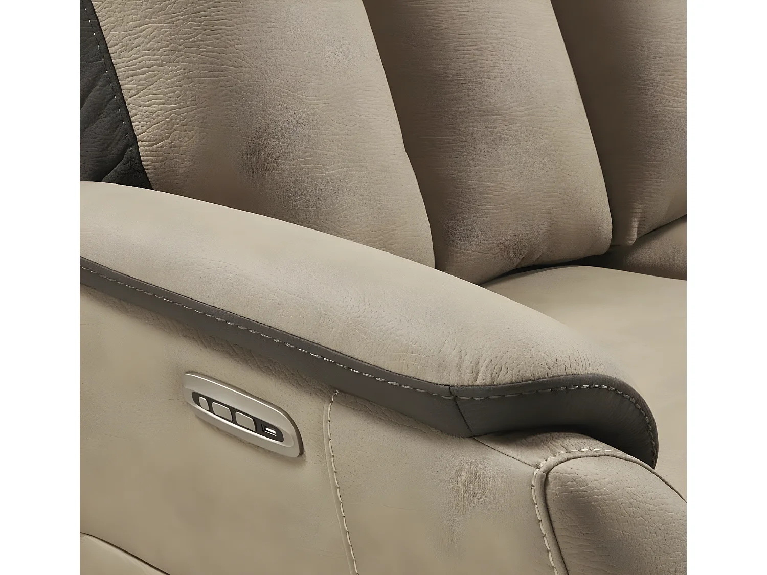 Canapé de relaxation en nubuck Kondort-Beige-2 places relax électrique