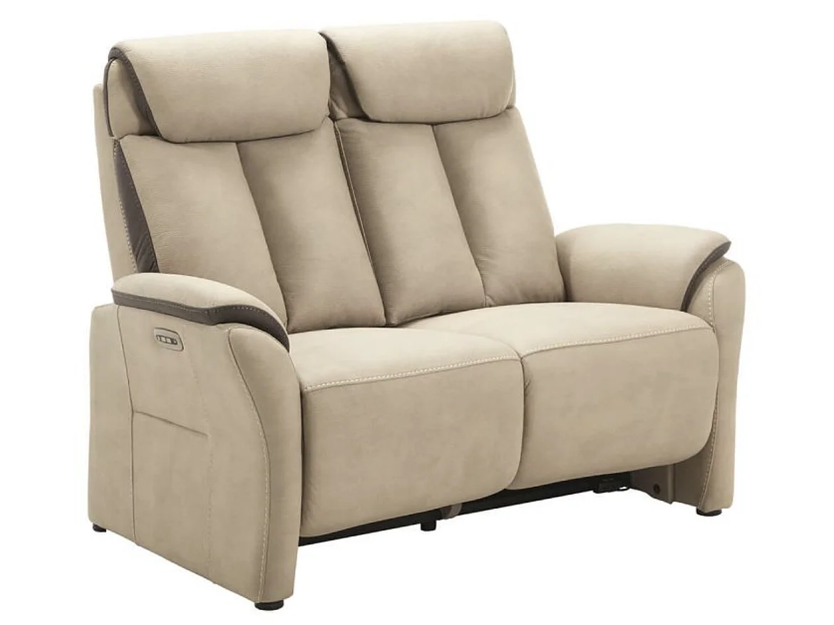 Canapé de relaxation en nubuck Kondort-Beige-2 places relax électrique