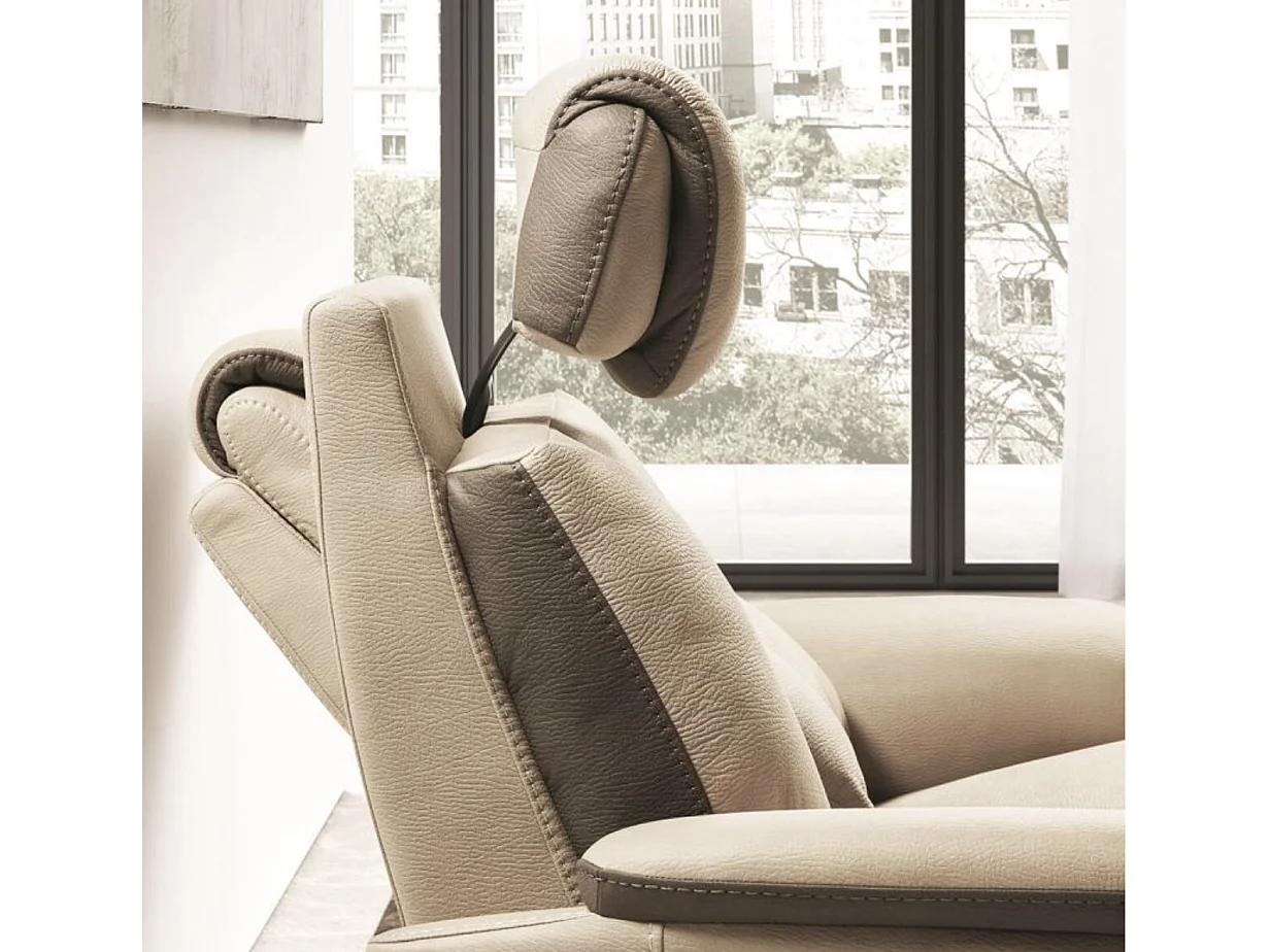 Canapé de relaxation en nubuck Kondort-Beige-2 places relax électrique