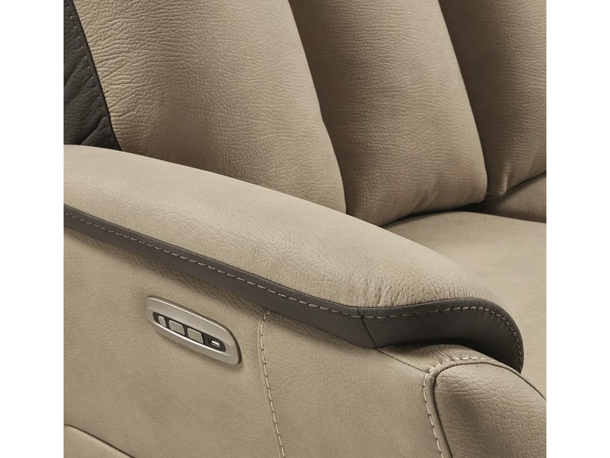 Canapé de relaxation en nubuck Kondort-Beige-2 places relax électrique