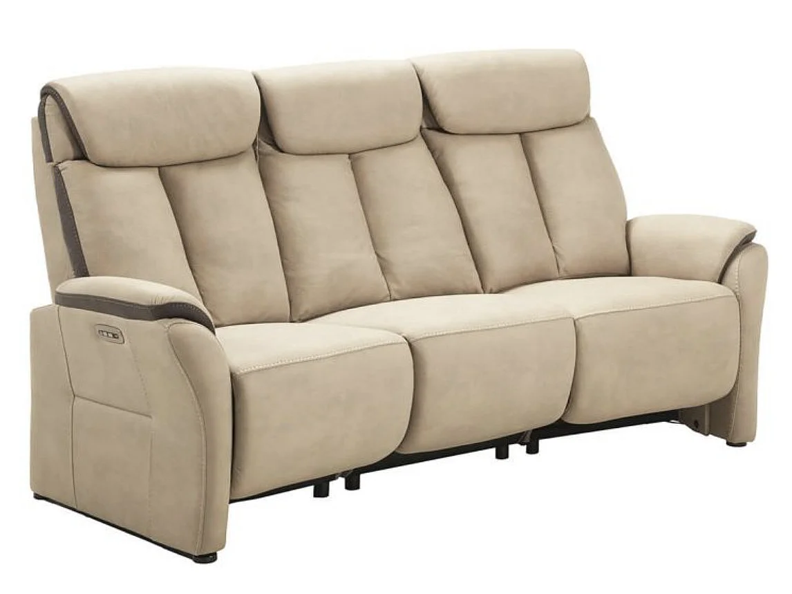 Canapé de relaxation en nubuck Kondort-Beige-2 places relax électrique
