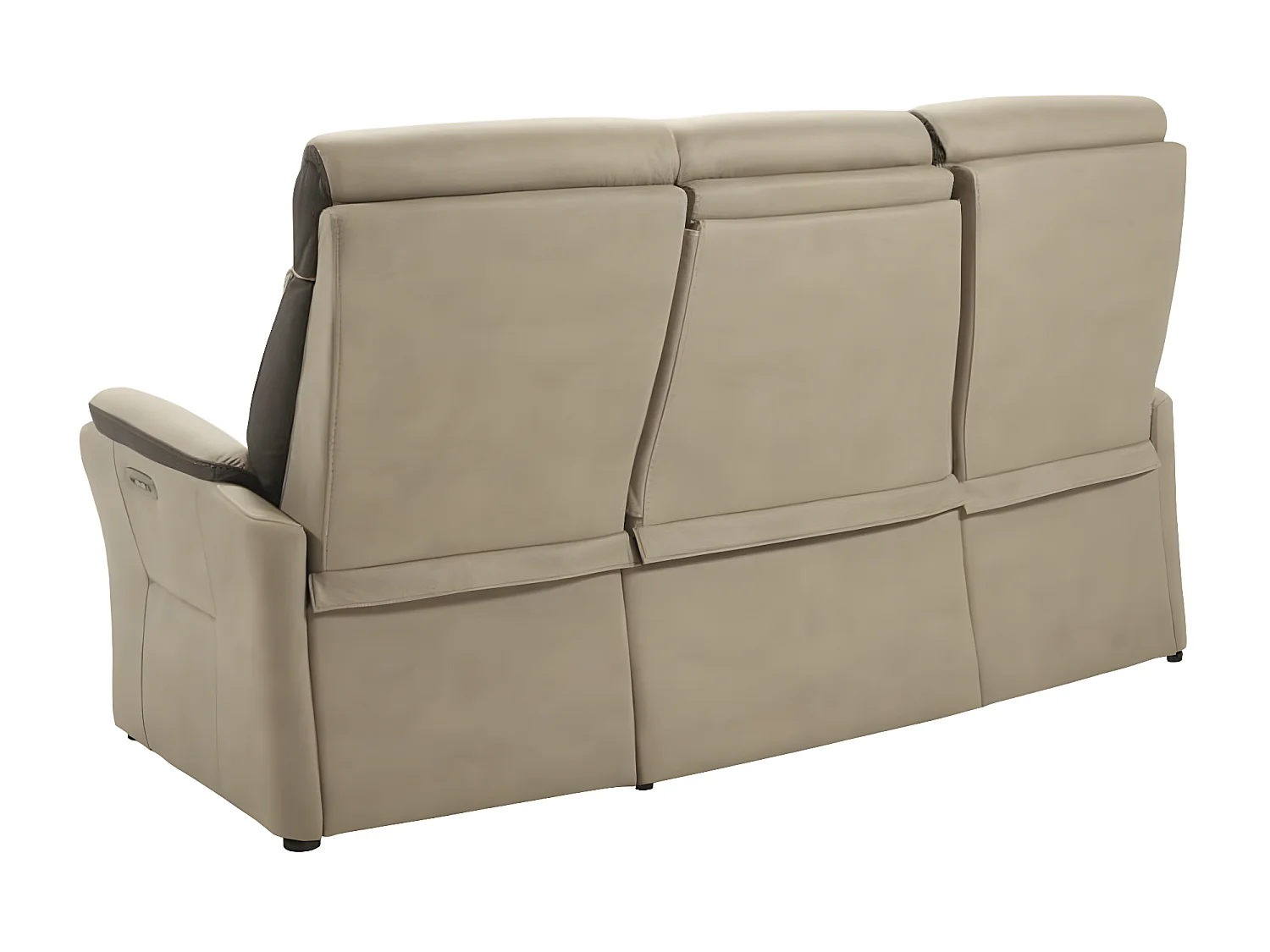 Canapé de relaxation en nubuck Kondort-Beige-3 places relax électrique