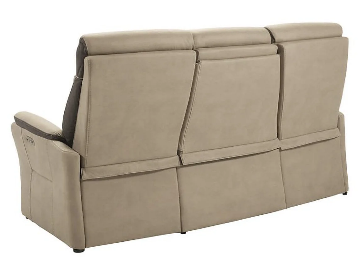 Canapé de relaxation en nubuck Kondort-Beige-3 places relax électrique