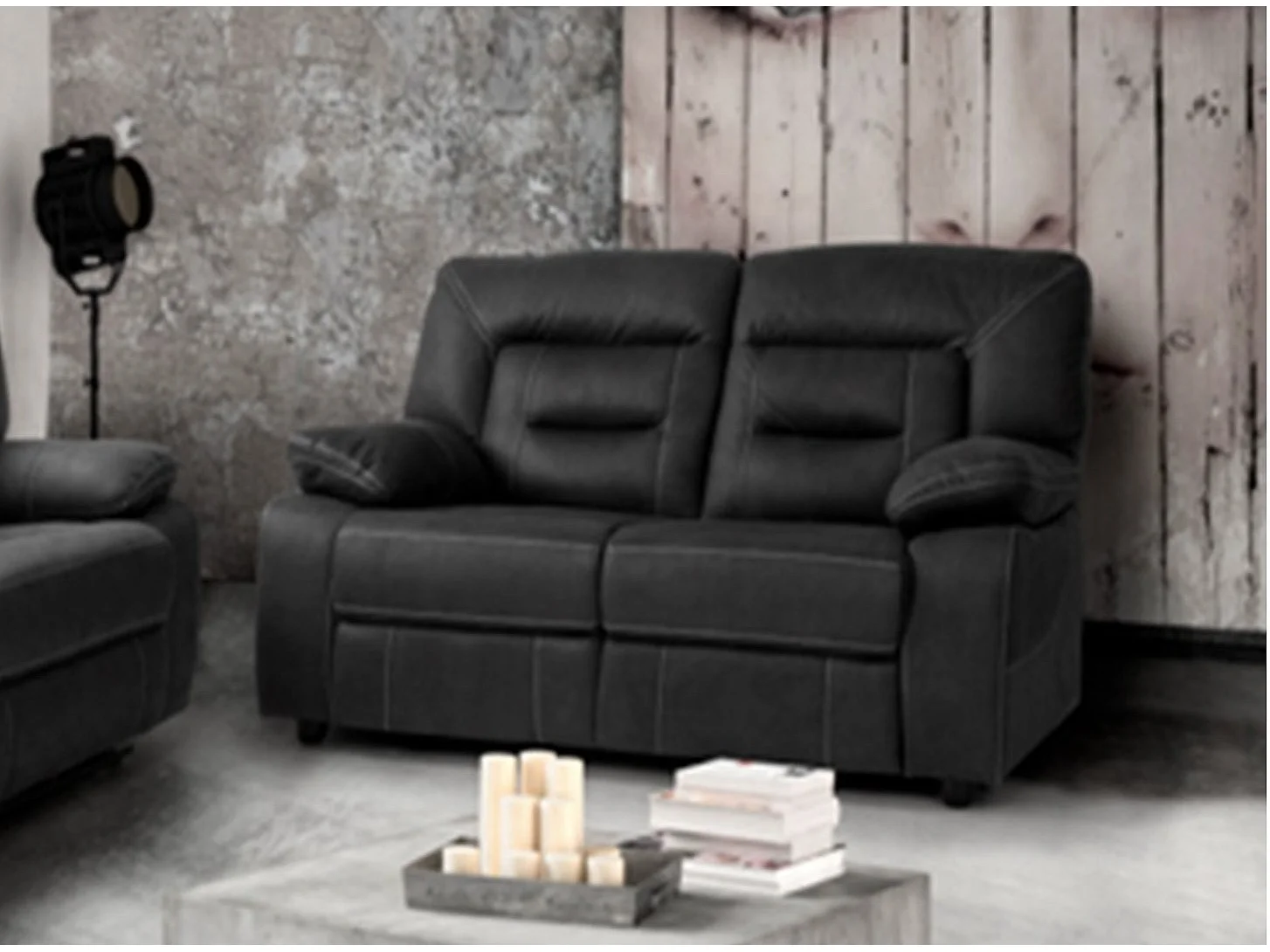 Canapé de relaxation en nubuck gris foncé Korsa-2 places fixe