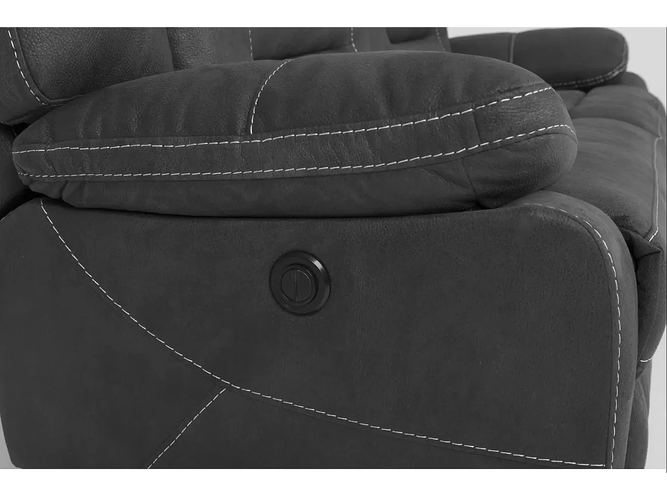 Korsa donkergrijze nubuck relaxbank-Aantal plaatsen) 3-zits elektrische relax