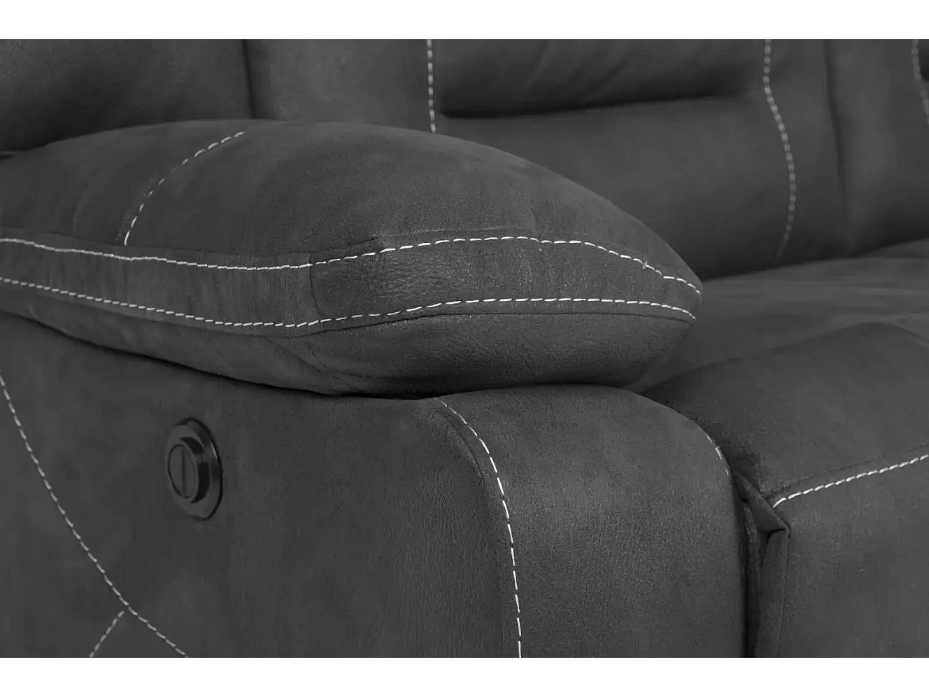 Korsa donkergrijze nubuck relaxbank-Aantal plaatsen) 3-zits elektrische relax